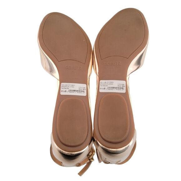 Schutz Gold Ankle Strap Flat 8.5M - Picture 4 of 7